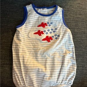 Blue and White Striped Kids One Piece